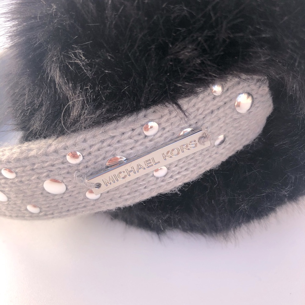Michael Kors Faux Fur Silver Studded Ear Muffs